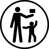 Tenere lontano dall'icona di sicurezza della batteria dei bambini