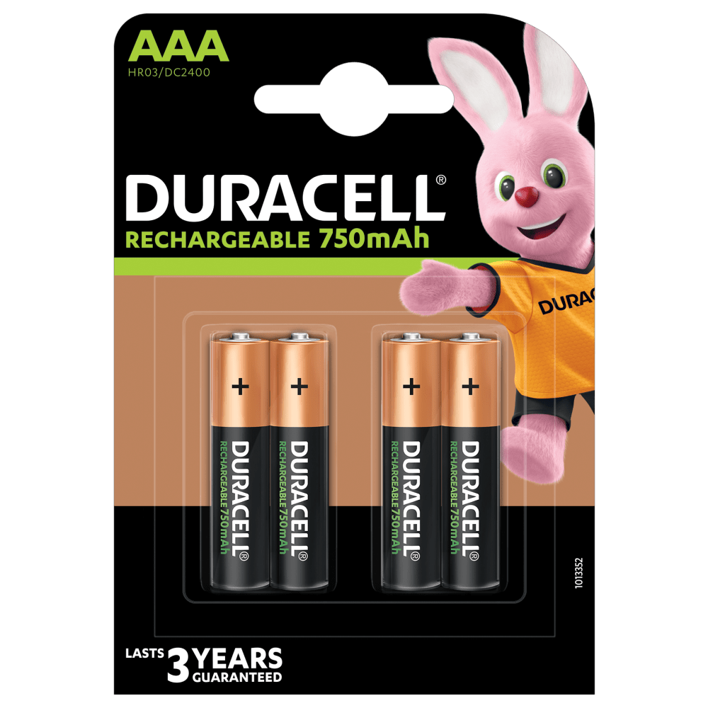 Batterie Duracell ricaricabili AAA da 750 mAh con 4 pezzi in confezione
