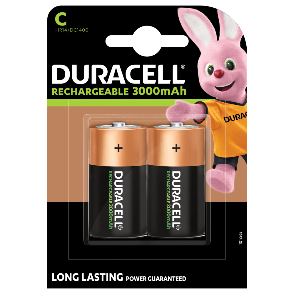 Batterie Duracell ricaricabili di taglia C 3000mAh in confezione da 2 pezzi