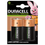 Batterie Duracell ricaricabili D dimensioni 3000mAh in confezione da 2 pezzi