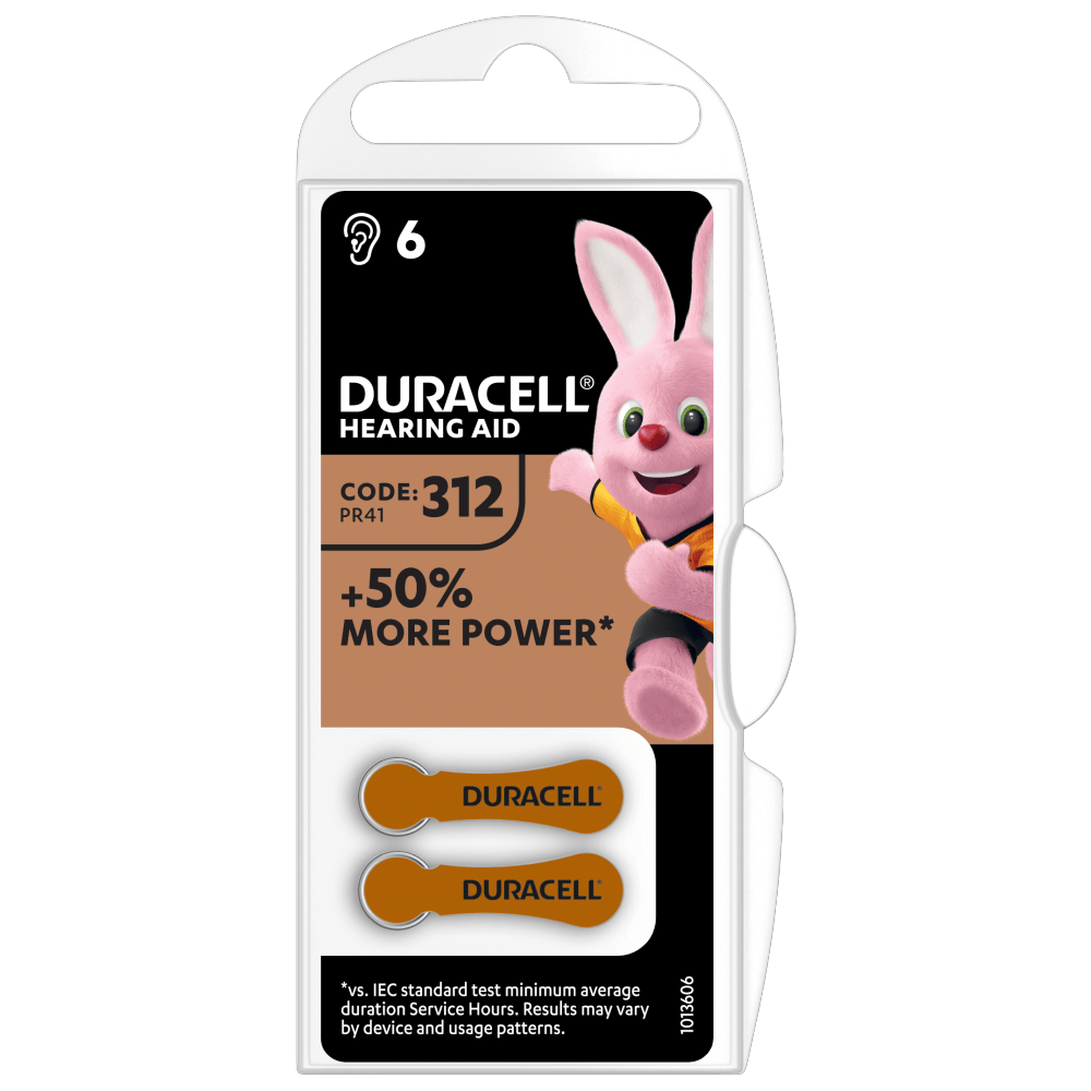 Batterie per apparecchi acustici Duracell dimensioni 6 e codice 312 e PR41