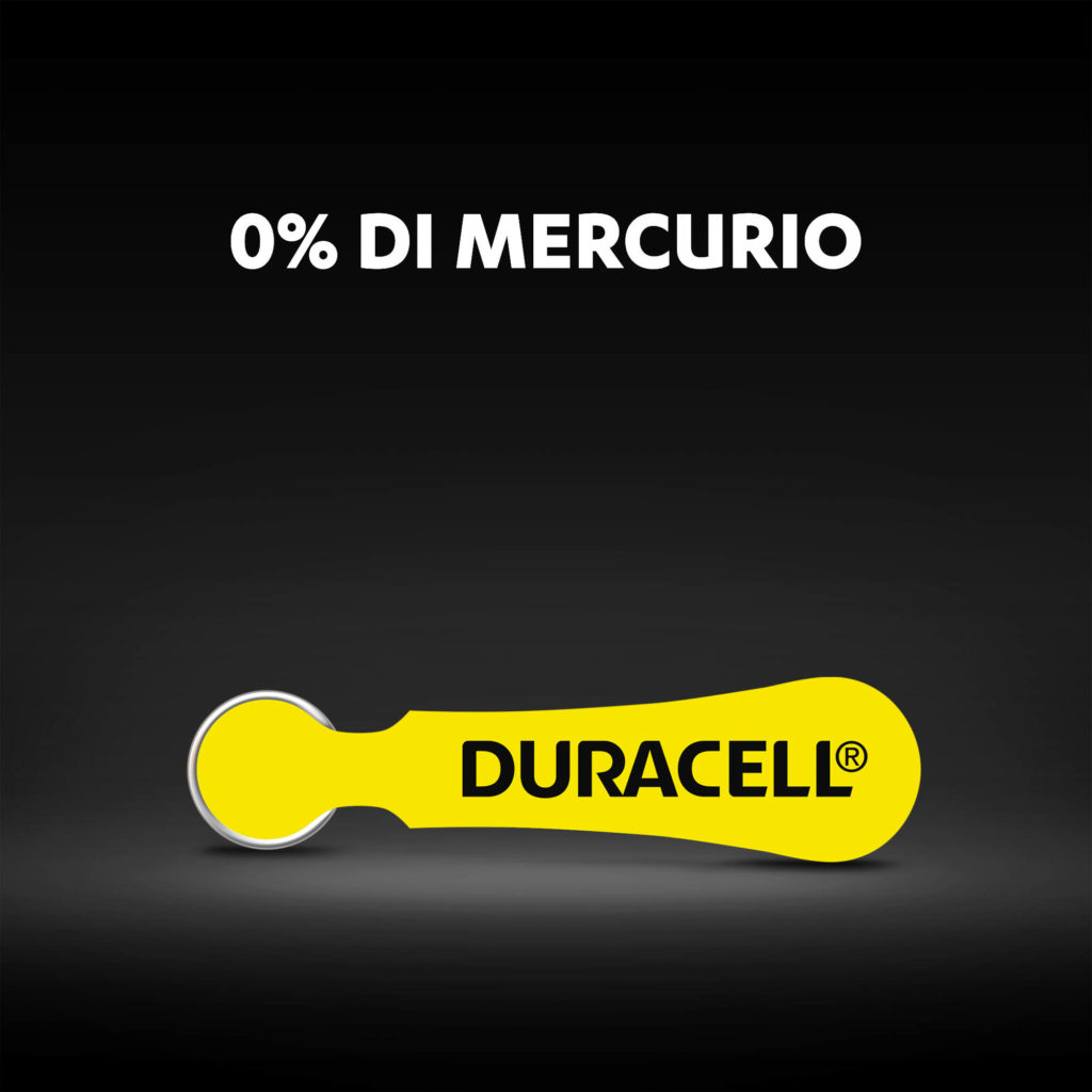 Apparecchi acustici batterie prodotte da Duracell contenenti 0% di mercurio