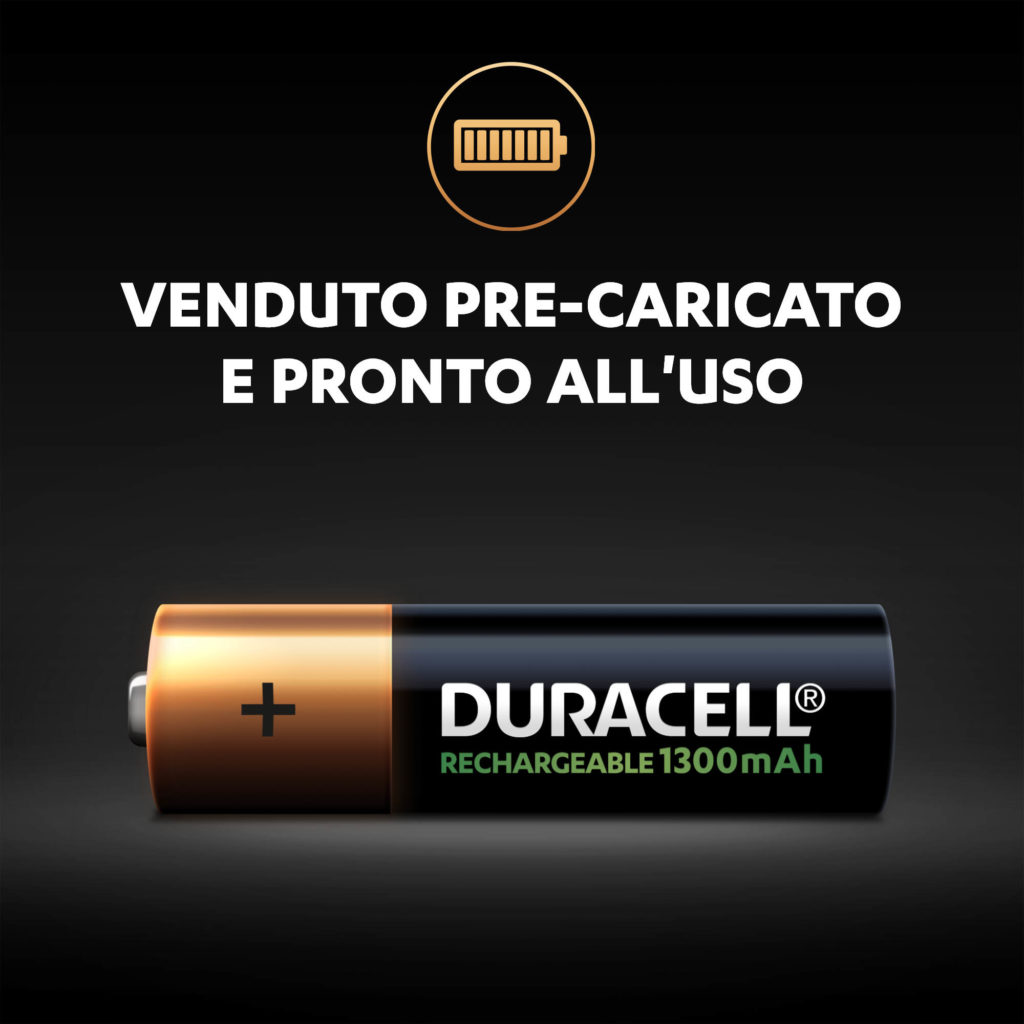 Batterie ricaricabili Duracell AA 1300 mAh precaricate