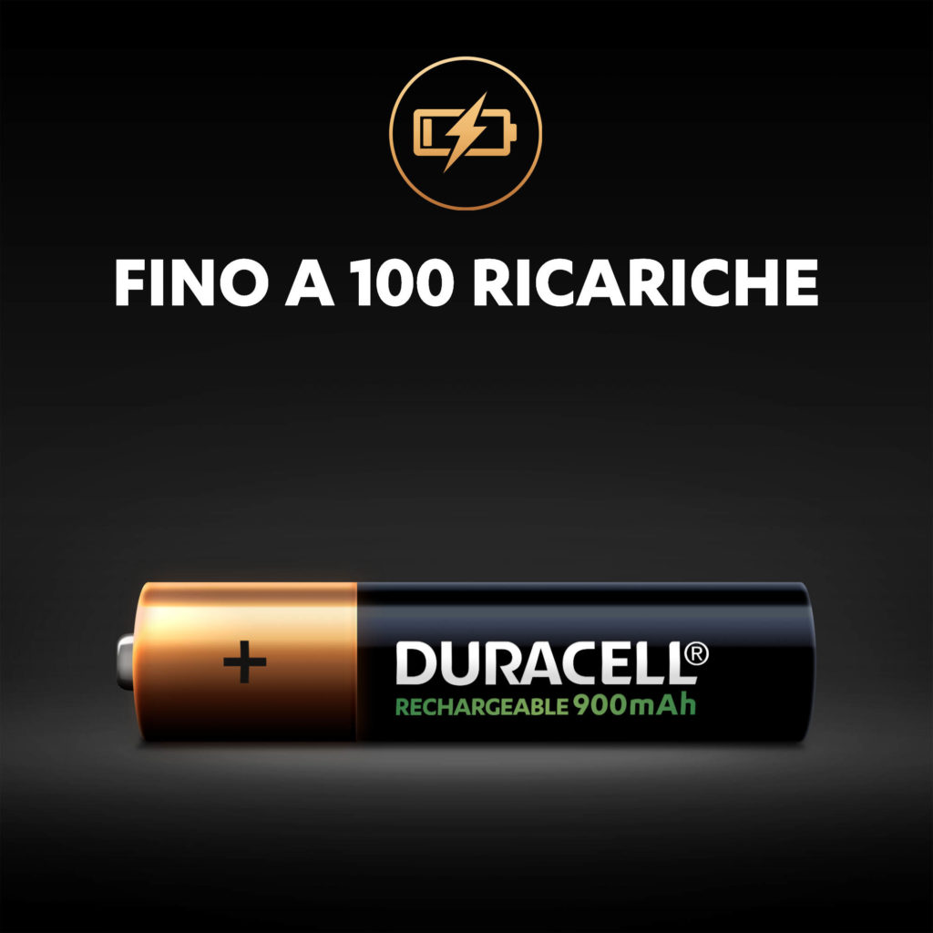 Le batterie AAA ricaricabili Duracell possono essere ricaricate fino a 100 volte