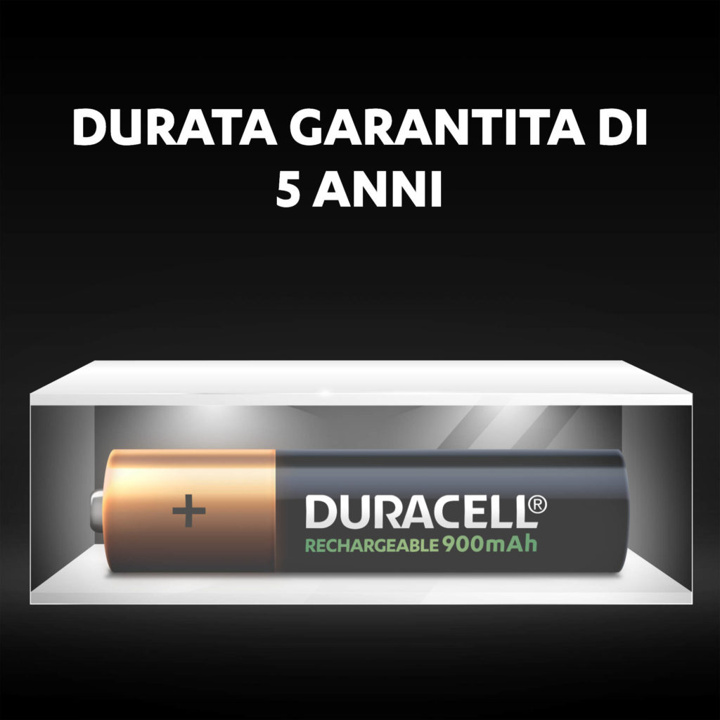 Le batterie Duracell ricaricabili AAA rimangono fresche e alimentate per un massimo di 5 anni in condizioni di conservazione ambientale
